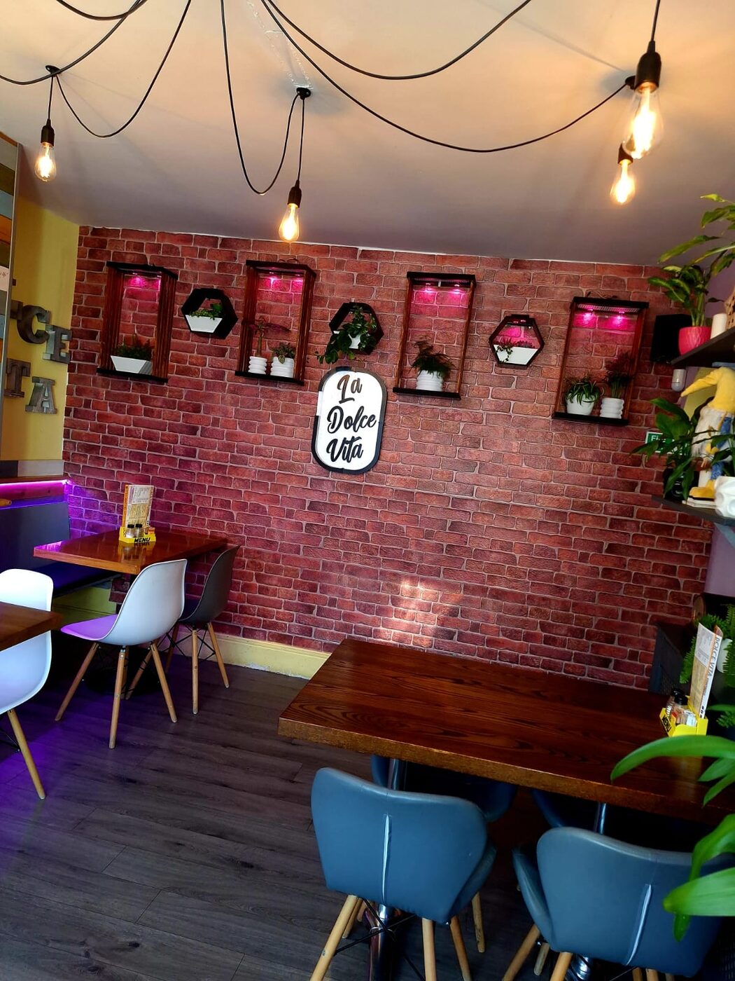 Dolce Vita dining area with fairy lights