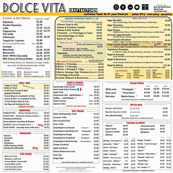 Eat-In menu preview