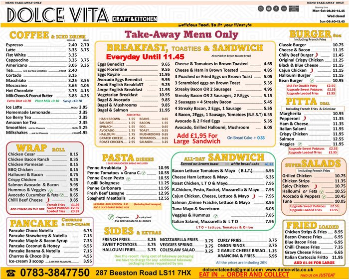 Takeaway menu preview